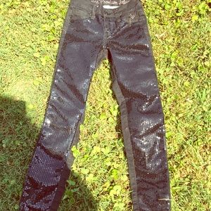 Black sequin skinny jeans size 8 girls